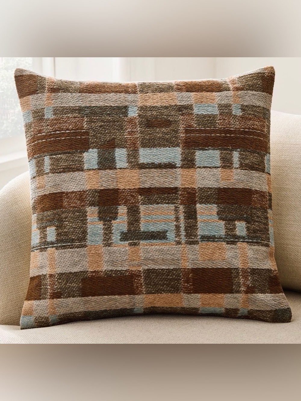 West Elm Modern Block Chenille Pillow Cover NWT